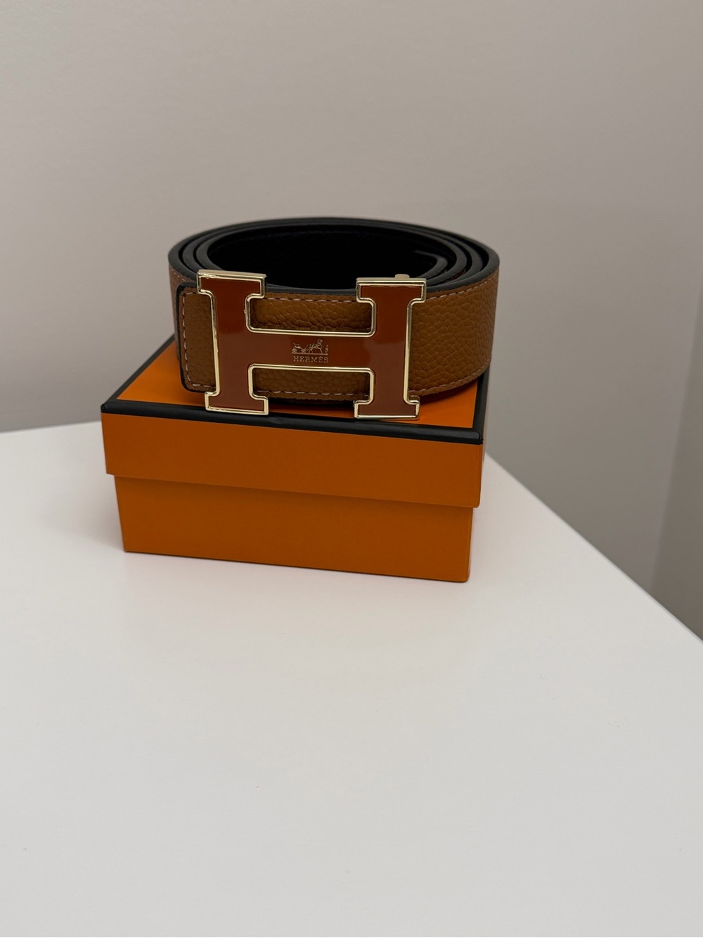Hermès H Reversible Brown and Black Leather